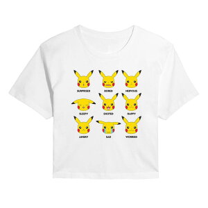 �A�j���L�����N�^�[ ���f�B�[�X �g�b�v�X T�V���c �N���b�v�h Licensed Character Juniors' Pokmon Moody Pikachu Cropped Tee White �z���C�g
