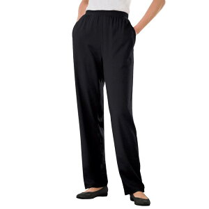 �E�[�}�� �E�B�Y�C�� ���f�B�[�X �{�g���X �J�W���A���p���c �v���X�T�C�Y �j�b�g Woman Within Plusize 7-Day Knit Straight-Leg Pull-On Pants Black �u���b�N