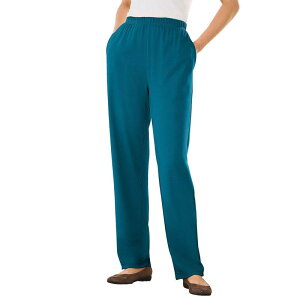 �E�[�}�� �E�B�Y�C�� ���f�B�[�X �{�g���X �J�W���A���p���c �v���X�T�C�Y �j�b�g Woman Within Plusize 7-Day Knit Straight-Leg Pull-On Pants Deep Teal �e�B�[��