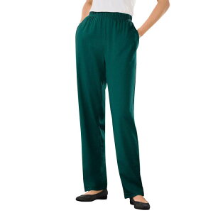 �E�[�}�� �E�B�Y�C�� ���f�B�[�X �{�g���X �J�W���A���p���c �v���X�T�C�Y �j�b�g Woman Within Plusize 7-Day Knit Straight-Leg Pull-On Pants Emerald Green �O���[��