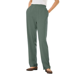 �E�[�}�� �E�B�Y�C�� ���f�B�[�X �{�g���X �J�W���A���p���c �v���X�T�C�Y �j�b�g Woman Within Plusize 7-Day Knit Straight-Leg Pull-On Pants Pine