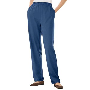 �E�[�}�� �E�B�Y�C�� ���f�B�[�X �{�g���X �J�W���A���p���c �v���X�T�C�Y �j�b�g Woman Within Plusize 7-Day Knit Straight-Leg Pull-On Pants Royal Navy �l�C�r�[