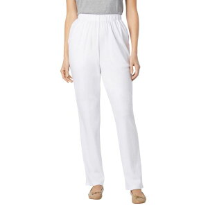 �E�[�}�� �E�B�Y�C�� ���f�B�[�X �{�g���X �J�W���A���p���c �v���X�T�C�Y �j�b�g Woman Within Plusize 7-Day Knit Straight-Leg Pull-On Pants White �z���C�g