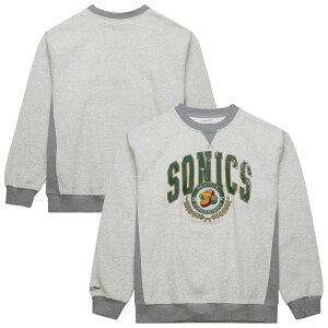 �~�b�`�F��&�l�X �����Y �g�b�v�X T�V���c ���B���e�[�W �X�E�F�b�g ���S Men's Mitchell & Ness Heather Gray Seattle SuperSonics Hardwood Classics Vintage Logo Pullover Sweatshirt Nba Grey �O���[