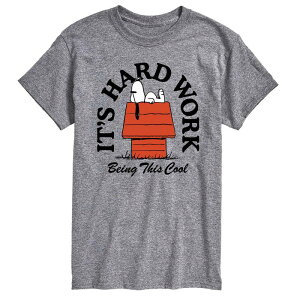 �A�j���L�����N�^�[ �����Y �g�b�v�X T�V���c �g�[�� �O���t�B�b�N Licensed Character Big & Tall Peanuts It's Hard Work Being Cool Graphic Tee Heather Gray �O���[