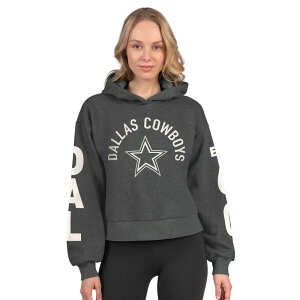 �X�^�[�^�[ ���f�B�[�X �g�b�v�X T�V���c �N���b�v�h �t���[�X �p�[�J�[ Women'starter Heather Charcoal Dallas Cowboystar Player Cropped Fleece Pullover Hoodie Cow Charco �`���R�[��