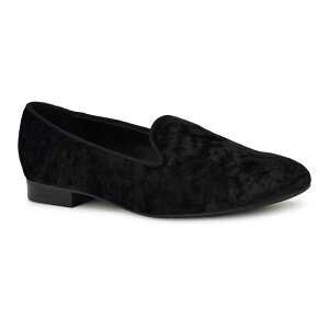 �i�C���E�F�X�g ���f�B�[�X �V���[�Y �X���b�|���E���[�t�@�[ Nine West Renold Women's Round Toe Flat Slip-On Loafers Black Velvet �u���b�N