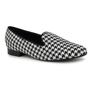 �i�C���E�F�X�g ���f�B�[�X �V���[�Y �X���b�|���E���[�t�@�[ Nine West Renold Women's Round Toe Flat Slip-On Loafers Black White Print �z���C�g