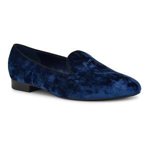 �i�C���E�F�X�g ���f�B�[�X �V���[�Y �X���b�|���E���[�t�@�[ Nine West Renold Women's Round Toe Flat Slip-On Loafers Blue Velvet �u���[