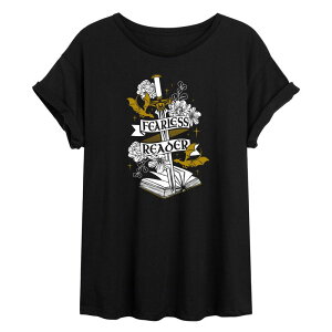 �A�j���L�����N�^�[ ���f�B�[�X �g�b�v�X T�V���c Licensed Character Juniors' Fearless Reader Oversized Tee Black �u���b�N