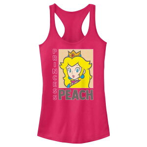 �A�j���L�����N�^�[ ���f�B�[�X �g�b�v�X T�V���c Licensed Character Juniors' Nintendo Super Mario Bros Princess Peach Frame Portrait Racerback Tank Top Raspberry �s�[�`