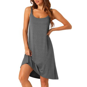 cheibear ���f�B�[�X �A���_�[�E�F�A �i�C�g�E�F�A �w���J�� �v���X�T�C�Y cheibear Womens Nightgown Backless Loose Pajamas Crossuspenderspaghetti Straps Casualoungewear Plus Dark Grey �O���[