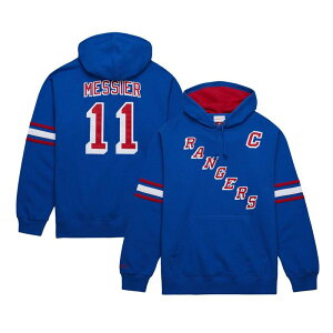 �~�b�`�F��&�l�X �����Y �g�b�v�X T�V���c �p�[�J�[ Men's Mitchell & Ness Mark Messier Blue New York Rangers Name & Number Premium Pullover Hoodie Ran Blue �u���[