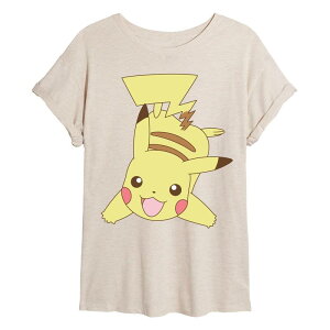 �A�j���L�����N�^�[ ���f�B�[�X �g�b�v�X T�V���c Licensed Character Juniors' Pokmon Pikachu Oversized Tee Beige �x�[�W��