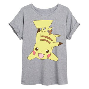 �A�j���L�����N�^�[ ���f�B�[�X �g�b�v�X T�V���c Licensed Character Juniors' Pokmon Pikachu Oversized Tee Heather Gray �O���[