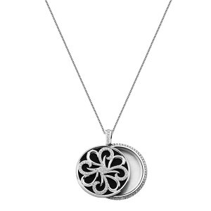 �A���u�����f�b�h ���f�B�[�X �A�N�Z�T���[ �l�b�N���X�E�`���[�J�[�E�y���_���g�g�b�v ���[�X Unbranded Rhodium-Plated Bronze Cubic Zirconia Magnifyinglass Locket Pendant Necklace Silver Tone �V���o�[