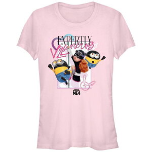 �A�j���L�����N�^�[ ���f�B�[�X �g�b�v�X T�V���c �~�j �O���t�B�b�N Licensed Character Juniors' Despicable Me 4 Minions Expertly Villainous Cover Graphic Tee Light Pink �s���N