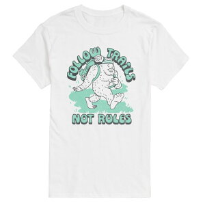�A�j���L�����N�^�[ �����Y �g�b�v�X T�V���c �O���t�B�b�N Licensed Character Men'sasquatch Follow Trails Not Rules Graphic Tee White �z���C�g
