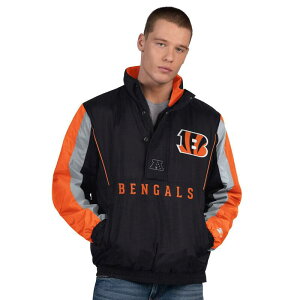 �X�^�[�^�[ �����Y �g�b�v�X T�V���c �W���P�b�g Men'starter Black Cincinnati Bengals Thursday Night Gridiron Half-Zip Jacket Bng Black �u���b�N