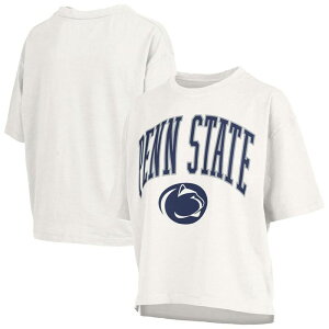 �v���X�{�b�N�X ���f�B�[�X �g�b�v�X T�V���c ���S Women's Pressbox White Penn State Nittany Lions Nelson Arch Over Logo Waist Length Oversized Slub T-Shirt Pst White �z���C�g