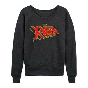 �}�[�x�� ���f�B�[�X �g�b�v�X T�V���c �p�C�� ���S Women's Marvel X-Men Logo French Terry Long Sleeve Tee Heather Charcoal �`���R�[��
