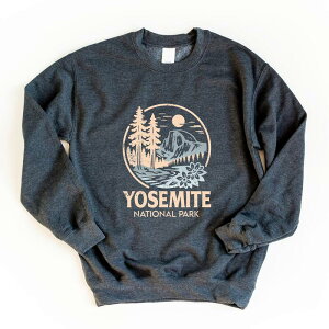 Simply Sage Market ���f�B�[�X �g�b�v�X T�V���c �X�E�F�b�g �O���t�B�b�N Simply Sage Market Yosemite National Park Two-Toned Circle - Women's Graphic Sweatshirt Dark Heather �w�U�[