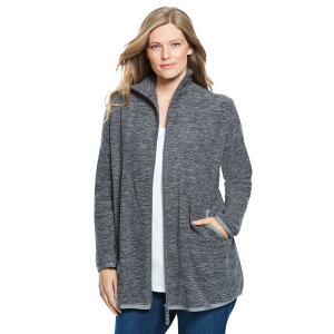 �E�[�}�� �E�B�Y�C�� ���f�B�[�X �A�E�^�[ �W���P�b�g�E�u���]�� �v���X�T�C�Y �t���[�X Woman Within Plusize Zip-Front Microfleece Jacket Black Marled �u���b�N