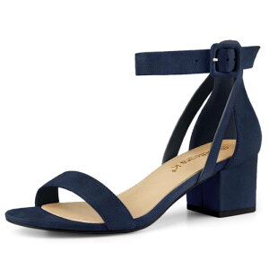 �A���O�� �P�[ ���f�B�[�X �V���[�Y �p���v�X �T���_�� �A���N�� �q�[�� ALLEGRA K Women's Ankle Strap Block Low Heel Sandals with Open Toe and Adjustable Buckle Navy Blue �l�C�r�[