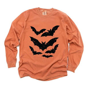 Simply Sage Market ���f�B�[�X �g�b�v�X T�V���c Simply Sage Market Halloween Bats Distressed - Womens Garment Dyed Long Sleeve Yam