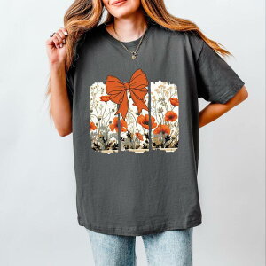Simply Sage Market ���f�B�[�X �g�b�v�X T�V���c �t�����[�� �t�����[ Simply Sage Market Coquette Fall Floral Orange - Womens Heavyweightee Asphalt �I�����W