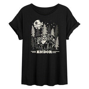 �X�^�[ �E�H�[�Y ���f�B�[�X �g�b�v�X T�V���c Juniors' Star Wars Forest Moon Endor Oversized Tee Black �u���b�N
