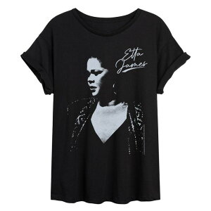 �A�j���L�����N�^�[ ���f�B�[�X �g�b�v�X T�V���c Licensed Character Juniors' Etta James Distressed Oversized Tee Black �u���b�N