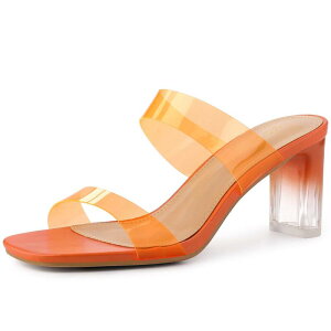 �A���O�� �P�[ ���f�B�[�X �V���[�Y �p���v�X �T���_�� �q�[�� ALLEGRA K Women's Colorful Straps Clear Heels Block Heel Sandals Orange �I�����W
