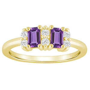 Alyson Layne ���f�B�[�X �A�N�Z�T���[ �����O Alyson Layne 10k Gold 1/6 Carat.W. Lab Grown Diamond & Gemstone 2-Stone Ring Amethyst �X�g�[��