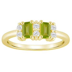 Alyson Layne fB[X ANZT[ O Alyson Layne 10k Gold 1/6 Carat.W. Lab Grown Diamond & Gemstone 2-Stone Ring Peridot Xg[