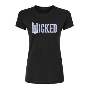 �A�j���L�����N�^�[ ���f�B�[�X �g�b�v�X T�V���c ���S Licensed Character Juniors' Wicked For Good Logo Butterfly Sparkle Fitted Tee Black �u���b�N