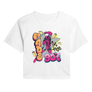 �}�[�x�� ���f�B�[�X �g�b�v�X T�V���c �N���b�v�h Juniors' Marvel Deadpool Made In The 90's Cropped Tee White �z���C�g
