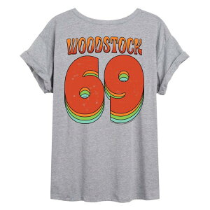 �A�j���L�����N�^�[ ���f�B�[�X �g�b�v�X T�V���c �O���t�B�b�N Licensed Character Juniors' Woodstock 69 Graphic Oversized Tee Heather Gray �O���[