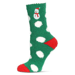 �����C ���f�B�[�X �A���_�[�E�F�A �C�� �h�b�g�� �h�b�g MeMoi Women's Polka Dot Snowman Embroidery Cozy Socks Green �O���[��