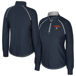 �R���V�A�� ���f�B�[�X �g�b�v�X T�V���c Women's Colosseum Navy Virginia Cavaliers Bikram Raglan Quarter-Zip Top Uva Navy �l�C�r�[