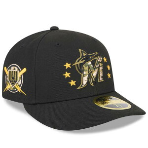 �j���[�G�� �����Y �A�N�Z�T���[ �X�q Men's New Era Black Miami Marlins 2024 Armed Forces Day Low Profile 59FIFTY Fitted Hat Mrl Black �u���b�N
