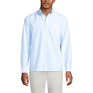 �����Y�G���h �����Y �g�b�v�X T�V���c �I�b�N�X�t�H�[�h Men's Lands' End Long Sleeve Sail Rigger Oxford Shirt Clear Blue Stripe �u���[