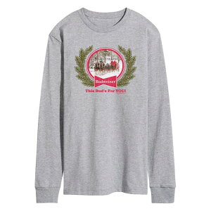 �A�j���L�����N�^�[ �����Y �g�b�v�X T�V���c �O���t�B�b�N Licensed Character Men's Budweiser Clydesdales Holiday Long Sleeve Graphic Tee Athletic Heather �w�U�[