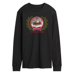 �A�j���L�����N�^�[ �����Y �g�b�v�X T�V���c �O���t�B�b�N Licensed Character Men's Budweiser Clydesdales Holiday Long Sleeve Graphic Tee Black �u���b�N