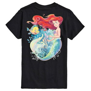 �f�B�Y�j�[ �����Y �g�b�v�X T�V���c �g�[�� �O���t�B�b�N Big & Tall Disney's Ariel & Flounder Graphic Tee Black �u���b�N