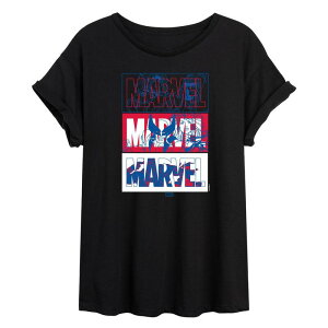 �}�[�x�� ���f�B�[�X �g�b�v�X T�V���c ���S Juniors' Marvel X-Men Character Logos Oversized Tee Black �u���b�N