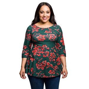 24 �Z�u���R���t�H�[�g ���f�B�[�X �g�b�v�X T�V���c �v���X�T�C�Y Plusize 24Seven Comfort Apparel Three Quarter Sleeve Tunic Top Orange Multi �I�����W
