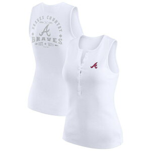 �E�F�A �o�C �G���� �A���h���[�Y ���f�B�[�X �g�b�v�X T�V���c �j�b�g Women's WEAR by Erin Andrews White Atlanta Braves Rib-Knit Henley Tank Top Brv White �z���C�g