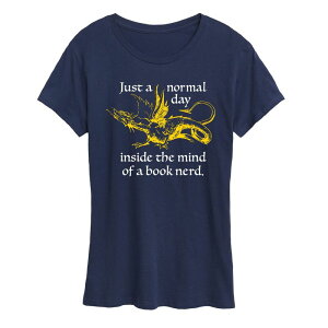 �A�j���L�����N�^�[ ���f�B�[�X �g�b�v�X T�V���c �O���t�B�b�N Licensed Character Women's Just a Normal Day Inside The Mind Of Book Nerd Graphic Tee Navy �l�C�r�[