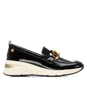 �L�V�^�C ���f�B�[�X �V���[�Y �T���_�� ���U�[ ���[�t�@�[ XTI Women's Wedge Patent Leather Loafers 144224 Black �u���b�N